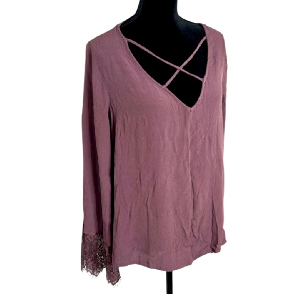 🌹Rue 21 - Purple Boho Lace Bell Sleeve Top - XL